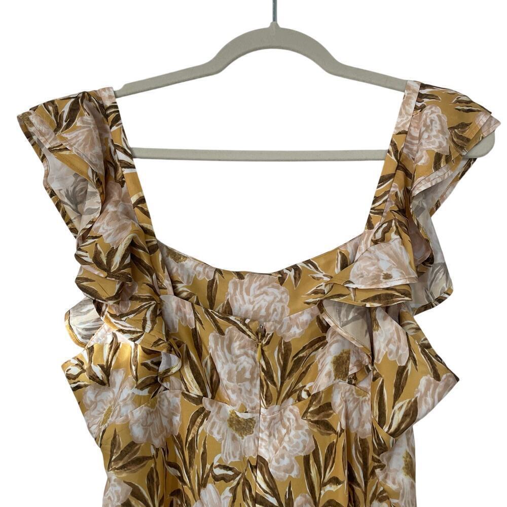NWT Madewell Angelina Sleeveless Yellow Tan Maxi Floral Slip Dress Size 12 - Picture 5 of 11